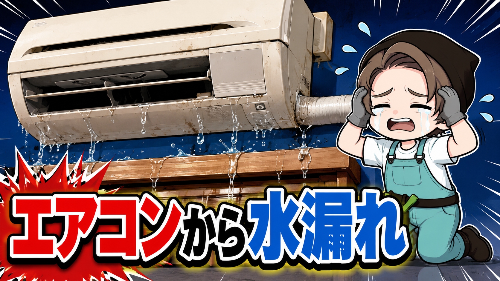 エアコンから水漏れが発生しているトラブルのアイキャッチ画像