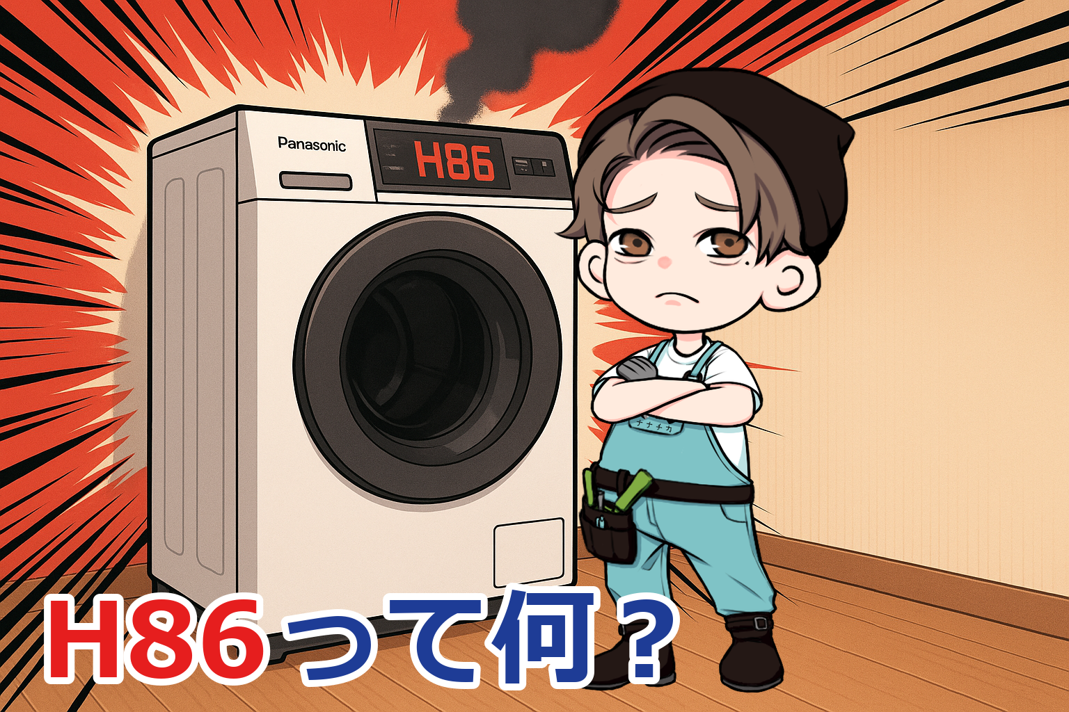 パナソニックドラム式洗濯機のH86エラーとナナチカマスコットキャラクター