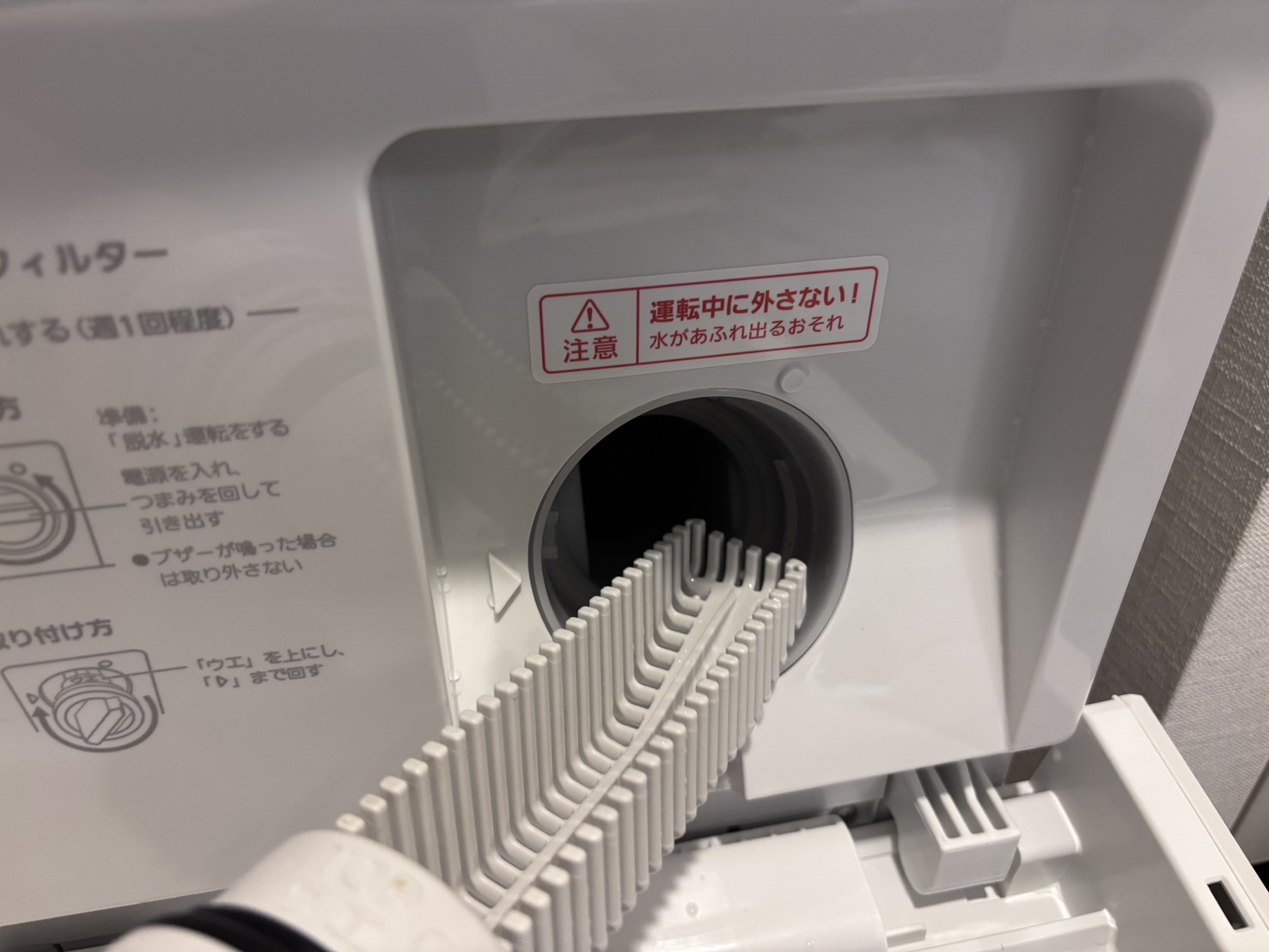 排水フィルター口の奥をブラシで清掃