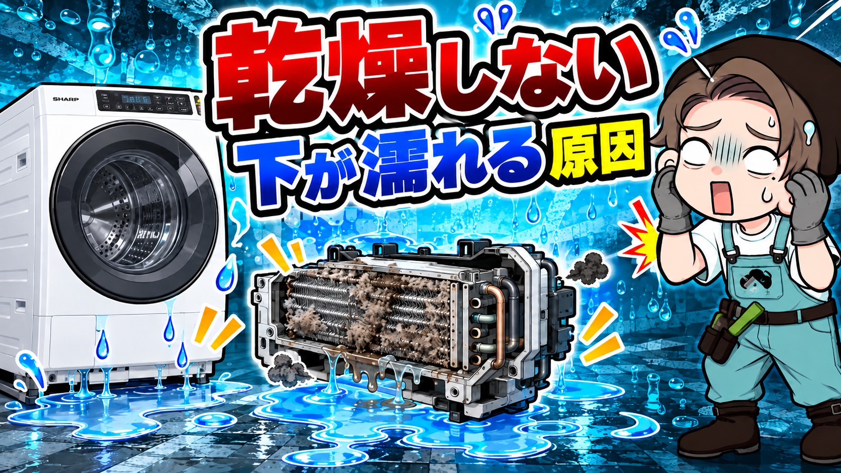 シャープ 乾燥しない・下が濡れる原因